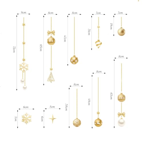 SHUCHING Gold Christmas Ball Window Cling Sticker - Reusable Holiday Glass Decor