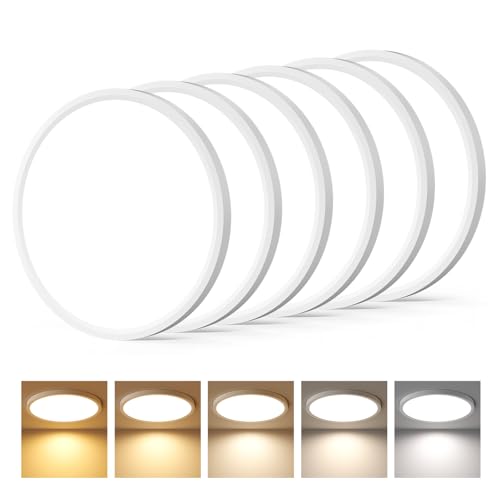 Amico 12 Inch 6-Pack Dimmable LED Flush Mount Ceiling Light - 2400LM, 5CCT