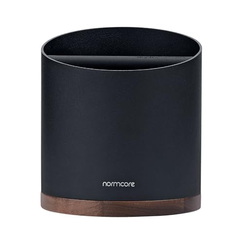 Normcore Espresso Knock Box 1L - Black Stainless Steel with Walnut Base