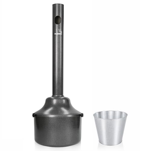 OKBA Black 5-Gallon Commercial Outdoor Trash Receptacle - 40in H x 12in Diameter