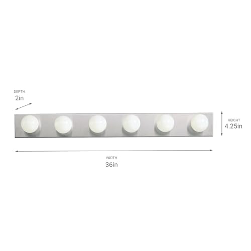 Kichler 36in 6-Light Bathroom Vanity Light Brushed Nickel - Dimmable Fixture