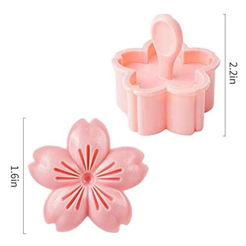 5Pcs/Set Cookie Mold Stampers Cherry Blossom Pastry/Fondant Cutters Flower-Shape Hand Pressure Pastry Mould for Sakula Cookies, Sugarcraft Cake Decoration, Polymer Clay, Chocolate (Pink)