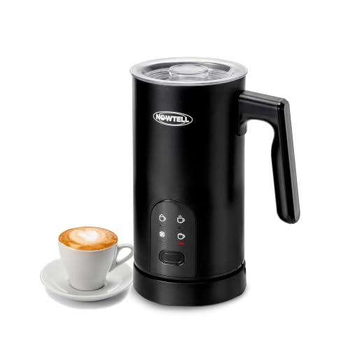 Nowtell 4-in-1 Electric Milk Frother & Steamer Black 350ml Hot Cold Foam Maker