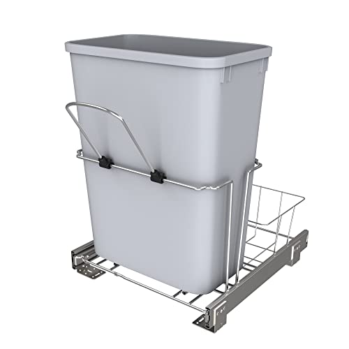 Rev-A-Shelf 32 Qt Pullout Kitchen Cabinet Trash Can with Rear Basket