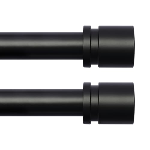 Byondeth Black Adjustable Curtain Rods 16-88 Inches, 2 Pack - Metal Window Treatment