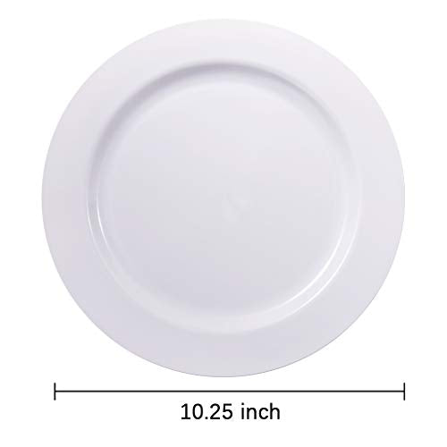 Disposable Dinner Plates - 10.25 Inch White Plastic Plates - Pack of 100 - Perfect for Parties & Weddings