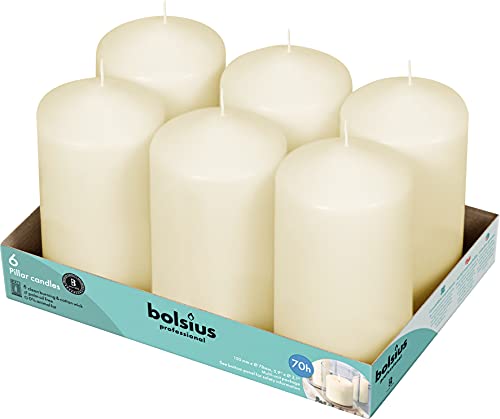 Set of 6 Ivory Pillar Candles - 3x6 Inch Unscented Dripless Candles - Long Burn Time for Weddings & Events Variation of THIS listing