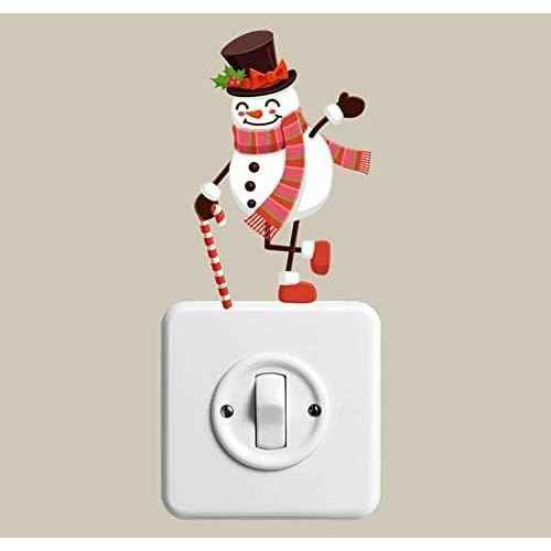 Merry Christmas Removable Switch Stickers- Funny Santa Claus and Snowman Wall Sticker- Light Switch Window Decor, Family Holiday Christmas Day DIY Art Decals( 4 PCS)