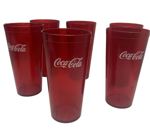 24oz Red Plastic Tumbler with Coca-Cola Logo - Restaurant & Party Drinkware