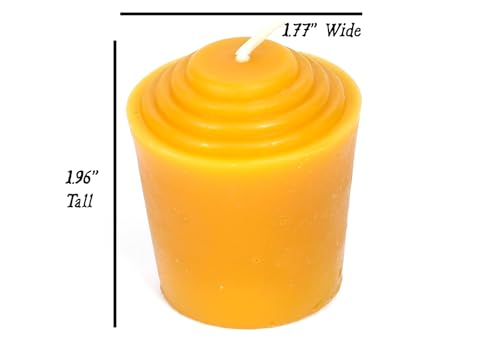 BeeTheLight 12-Pack 100% Pure Beeswax Votive Candles, Natural Yellow, Unscented, USA-Sourced