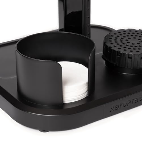 Black AeroPress Coffee Maker Organizer Stand - Space-Saving Kitchen & Coffee Station Storage