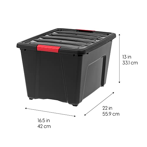 54 Quart Stackable Storage Bins with Lids - Black, 6 Pack
