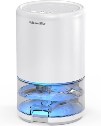 Small Dehumidifier 35oz for Home Bathroom Bedroom with Night Lights - White