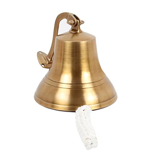 Antique Brass 6-Inch Wall Mounted Nautical Bell - Vintage Hanging Ship Bell - Antique Finish