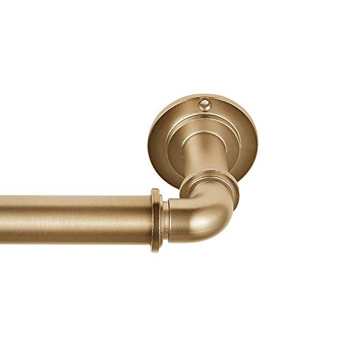 MODE Industrial Gold Curtain Rod 76-144 Inches for Darkening Windows, Adjustable Fit