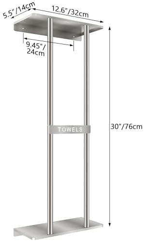 Wall-Mounted Bathroom Towel Rack with Metal Shelf - Brushed Nickel, 30 Inch, Holds 6 Large Towels