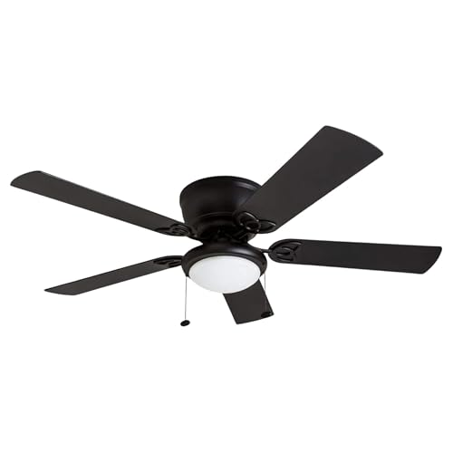 Ceiling Fan with Light and Reversible Blades - Matte Black / Gray Cedar, 52 Inch