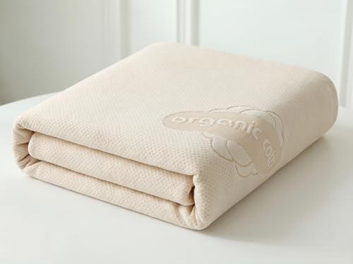 Organic Waterproof Mattress Protector Queen Size Classic Polyester Skirt – Noiseless & Breathable, 250 GSM