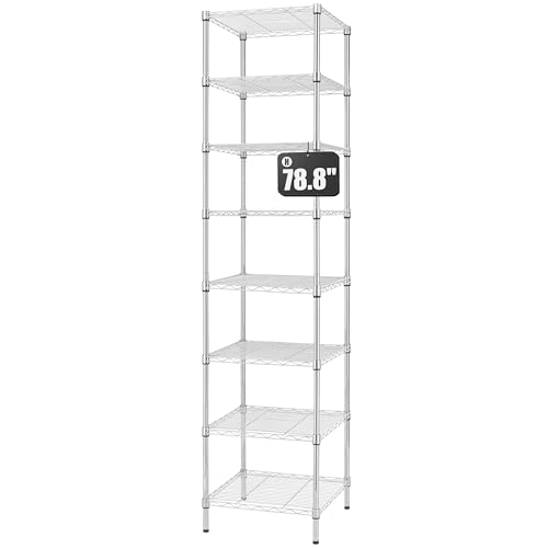 78.8-Inch Heavy Duty Wire Shelving Rack - 8 Tier Chrome Storage Unit