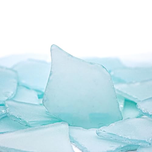 Tumbled Sea Glass 31oz - Frosted Crafting Gems for Christmas Tree Decor, Wreath DIY & Vase Filler | Beach Glass Pieces for Holiday Crafts and Home D?cor(Aqua White)