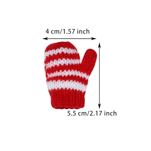 Christmas Mini Knitted Gloves 12Pcs Mixed Color Tiny Yarn Doll Craft DIY