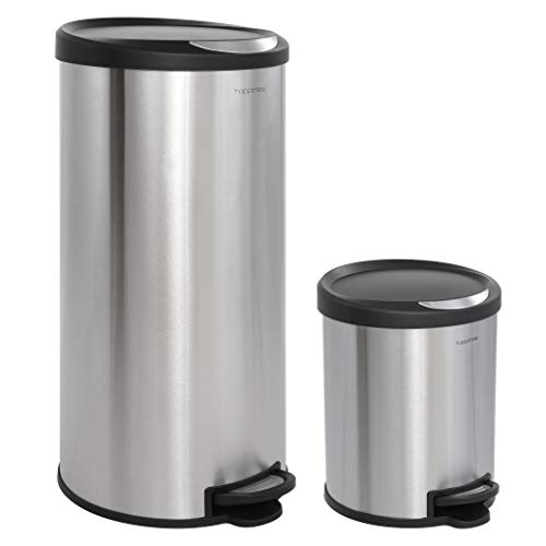 happimess Round Step Trash Can - Stainless Steel, Black Variation