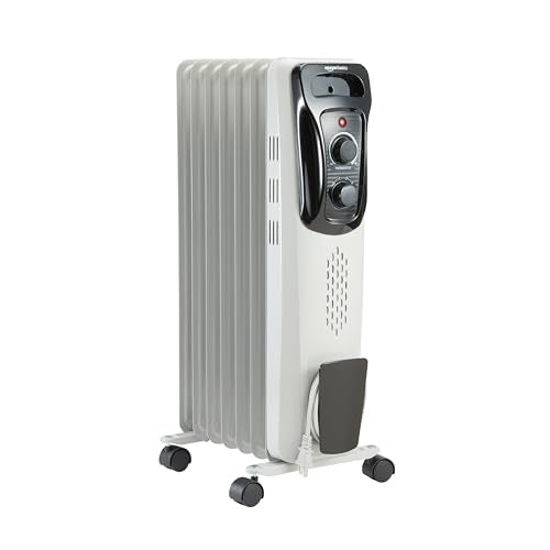 Amazon Basics Portable Oil Radiator Heater, Indoor Use, 3 Heat