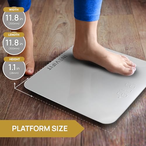 INEVIFIT Silver Digital Bathroom Scale - Accurate 400 lbs Weight Monitor
