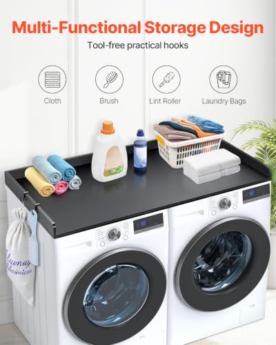 Black Countertop for Washer Dryer with Splicing Panels - 54x27in Water-Resistant Laundry Topper