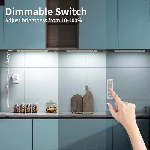 Under Cabinet Lighting 3 Pack 12 Inch Linkable - 4500K Daylight White, Dimmable, Manual Switch