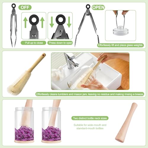 Klemon B Fermentation Kit for Wide Mouth Mason Jars - 25pcs with Stainless Steel Lids & Weights