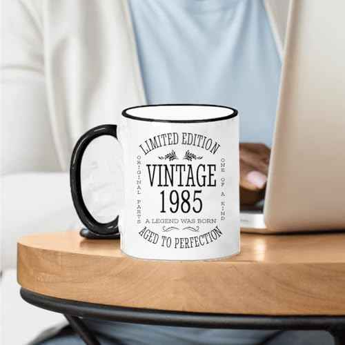 Funny 1985 40th Birthday Gifts Ideas Mug - Unique Ceramic Coffee Mugs for Men and Women - Christmas Gifts for Him, Her, Husband, Wife, Mom, Dad, Family Friends, Coworker - White 11 Oz Tea Cups
