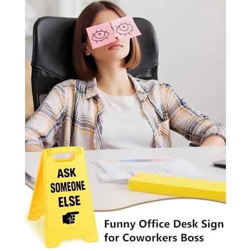 ask someone Else Funny Reminder Desk Sign Yellow Warning Style Office Table Decorative Gift for Coworkers Friends Home Workspace Phone Holder Mirror Acrylic Cubicle Tabletop Sign White Elephant Gifts