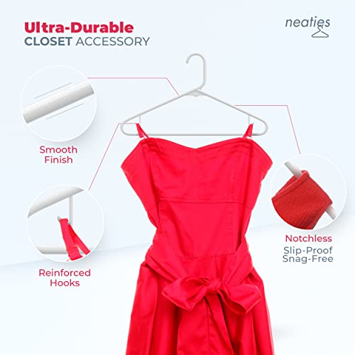 60 Pack White Plastic Clothes Hangers - 6lb Capacity, Space-Saving & Durable, Made in USA by Neaties