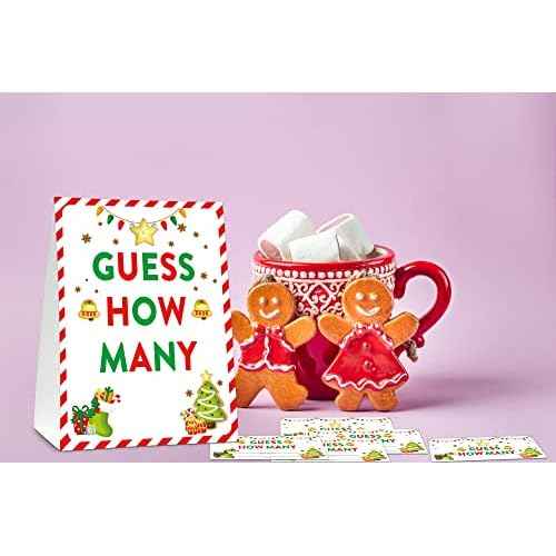 Christmas Bridal Shower Game Sign and Card, Christmas Find How Many Party Game Set, 1 Sign With 50 Find Tickets ?LK-016