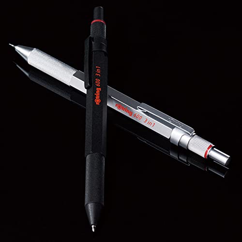 Rotring 600 3-in-1 Multicolor Pen & Mechanical Pencil, Silver