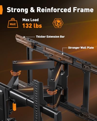 Full Motion TV Wall Mount for 42-97 Inch TVs Up to 132 lbs with 24" Wood Stud Compatibility - Perlegear