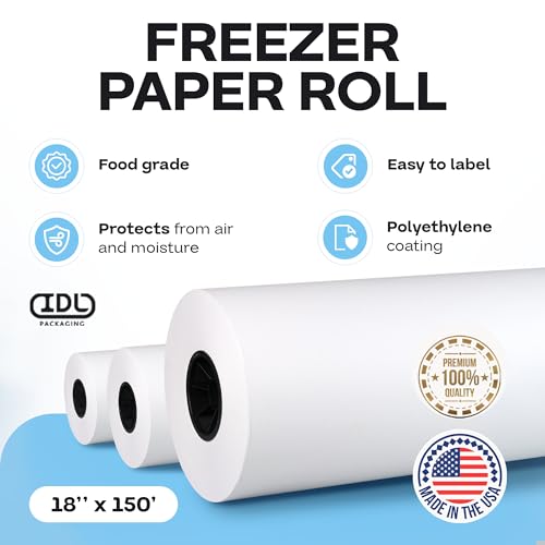 White Freezer Paper Roll 18" x 1800" (150 feet) - USA-made, IDL