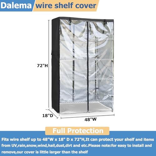 Outdoor Waterproof Shelf Cover for Wire Shelving 48x18x72 Black