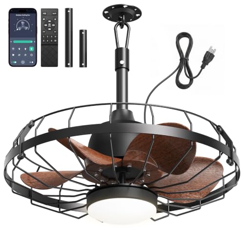 Yeeke 20-Inch Outdoor Ceiling Fan with Light, Weatherproof IP65 Patio Fan