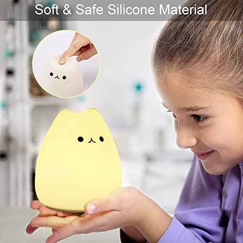 Litake LED Cat Night Light for Kids, Battery Powered Silicone Animal Cute Cat Nursery Night Lights, Portable Night Light, Ideal Multicolor Gifts for Women, Baby, Children, Toddlers, Teen Girls