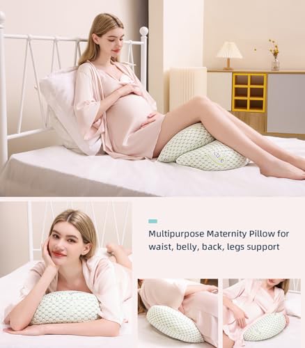 Pregnancy Pillow for Side Sleepers with Removable Cover - Green / Regular