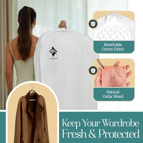 40 Inch Cotton Garment Bag for Hanging Clothes - Moth & Dust Protection, Cedar Blocks, Wide Gusset - Variation of THIS listing