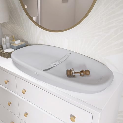 Evolur Eva Waterproof Changing Pad - Light Gray, Safety Strap & Contoured Walls