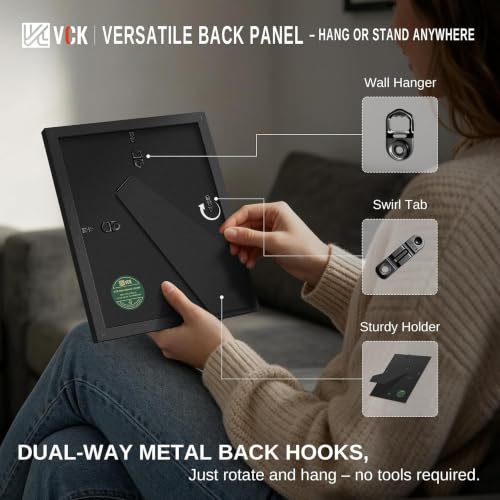 8x10 Inch Picture Frames Set of 3 - Black Wood Wall Photo Display