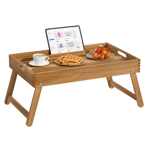 Acacia Wood Folding Bed Tray Table - Extra Large Breakfast in Bed Surface