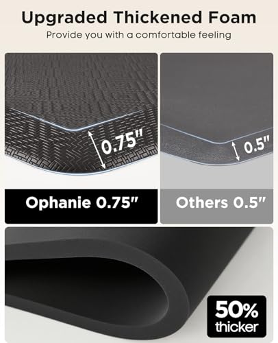 Ophanie Black 24x70 Inch Thick Anti-Fatigue Standing Mat for Kitchen & Office
