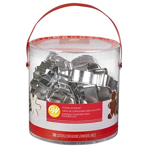 Wilton Holiday Cookie Cutter Set - 18 Metal Shapes for Christmas Baking & Decorations