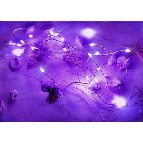 LED Fairy String Lights, Battery Operated Starry Firefly Lights 6.6ft 20 LED Waterproof Silver Copper Wire Mini Lights for Mason Jar Wedding Christmas Party Decor (Purple, 5)