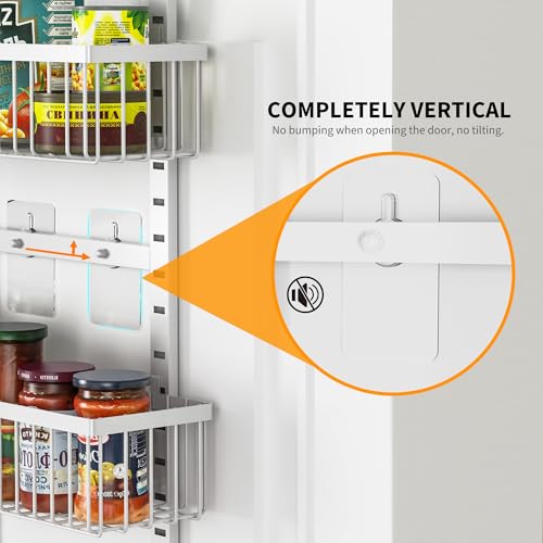 White Over The Door Pantry Organizer 8-Tier Metal Spice & Storage Rack